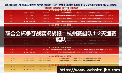 联合会杯争夺战实况战报：杭州赛艇队1-2天津赛艇队